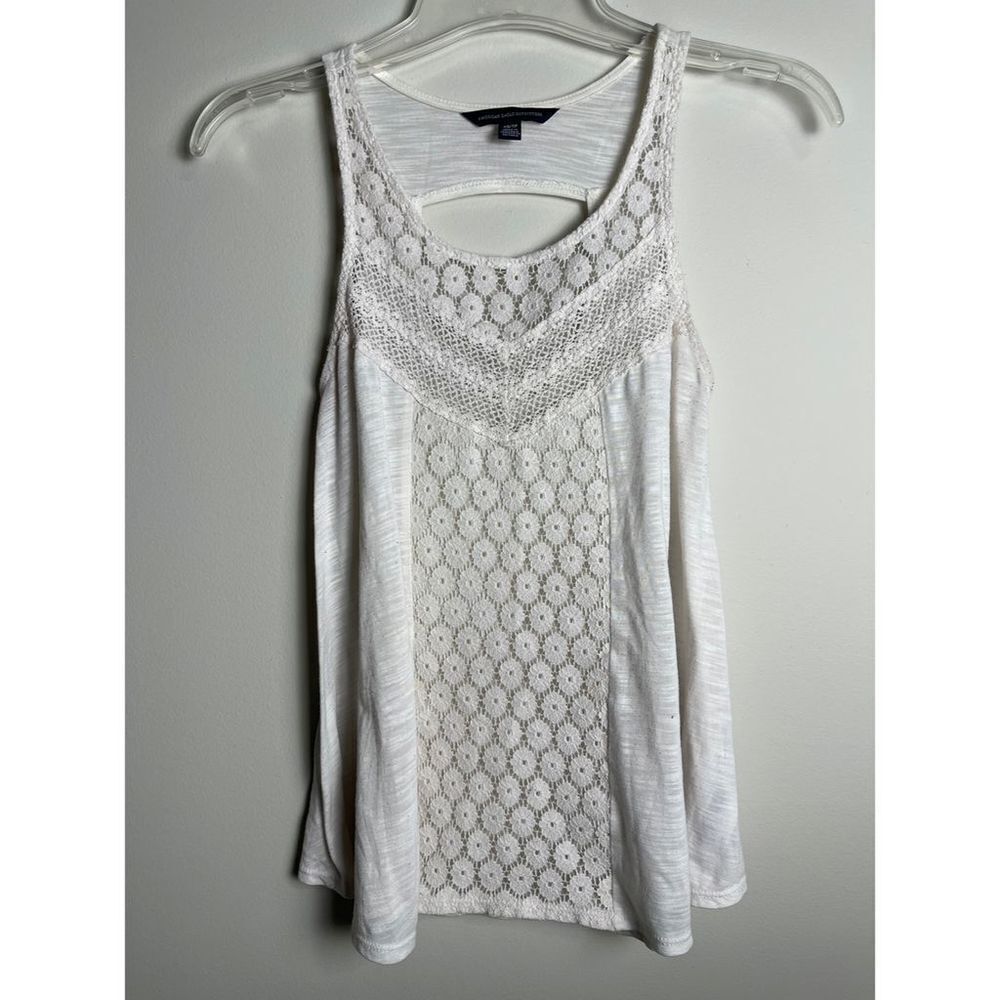 American Eagle XS Lace Tank Top Hollow-Out Back